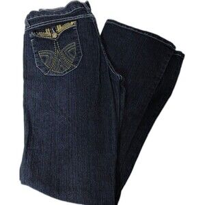Jeans Dark Old Skool Women's‎ Size 9 With Gold Decorative accent Back Pockets
